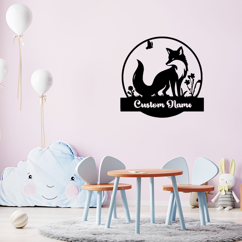Home Decor Wall Tiles - 1PC Fashion Fox Customizable Name Vinyl