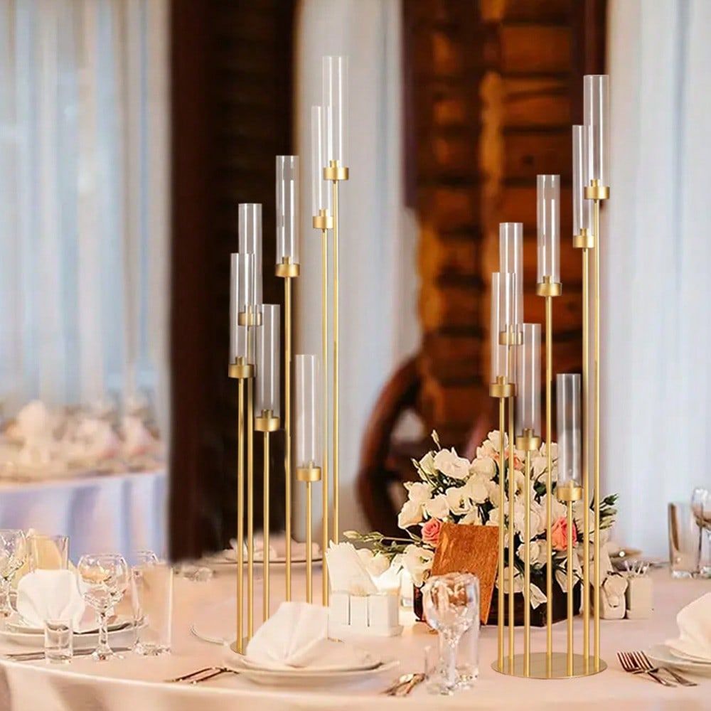Home Decor Gold - 48inch Gold Floor Candle Holders For