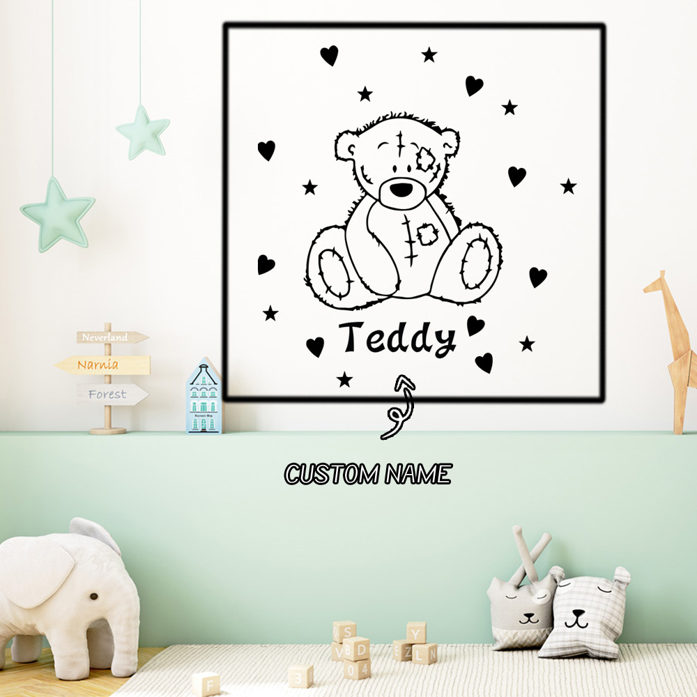 Home Decor Wall Tiles - 1PC Romantic Teddy bear Customized Name