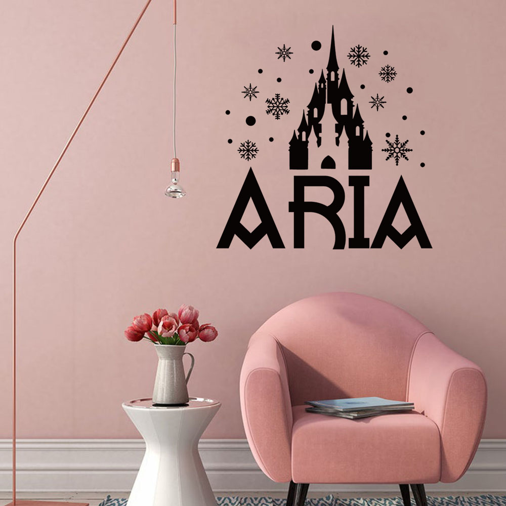 Home Decor Wall Tiles - 1PC Cute Castle Snowflake Custom Text