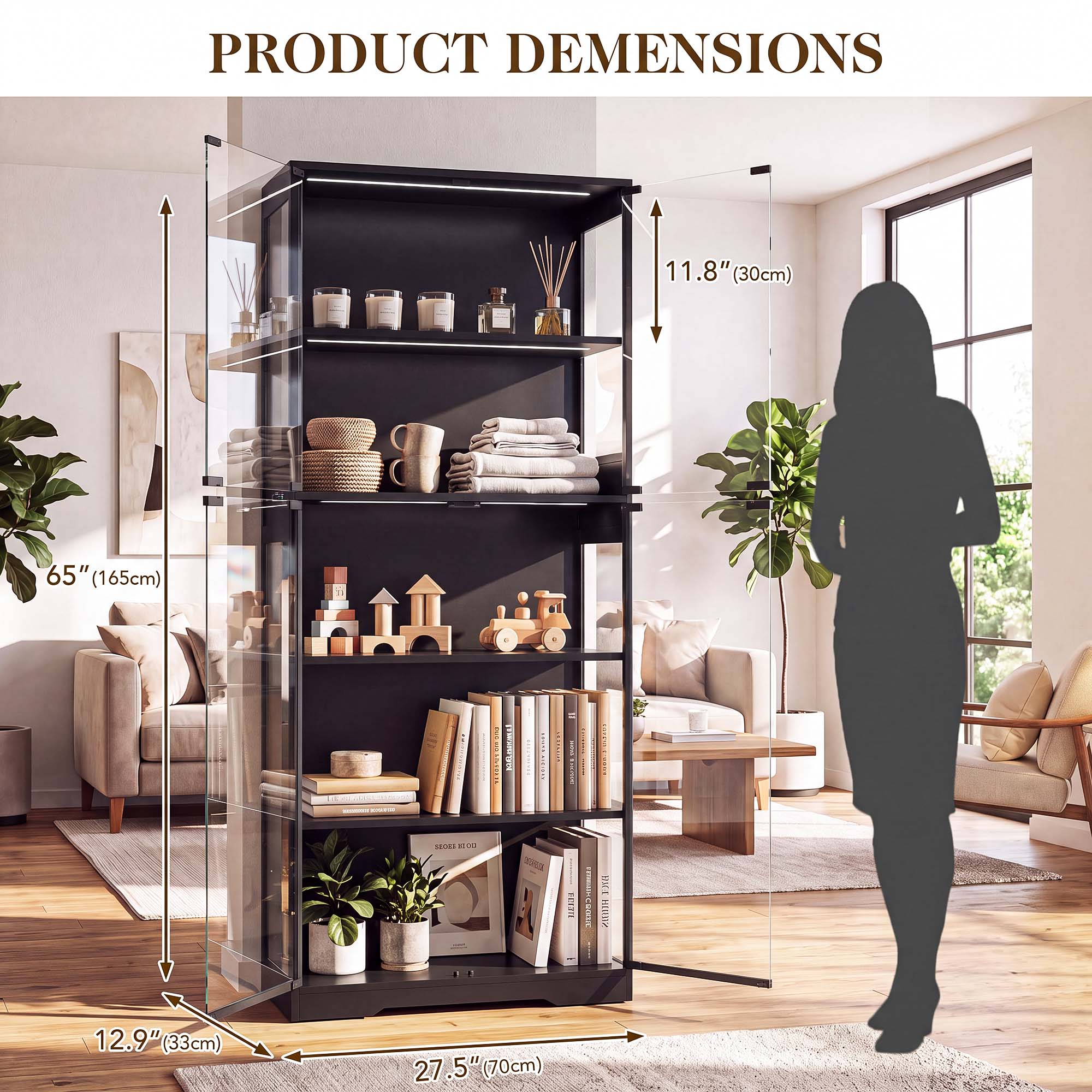 TCGBKAF 5‑Tier Display Cabinet - Home Decor Light 评论和价格