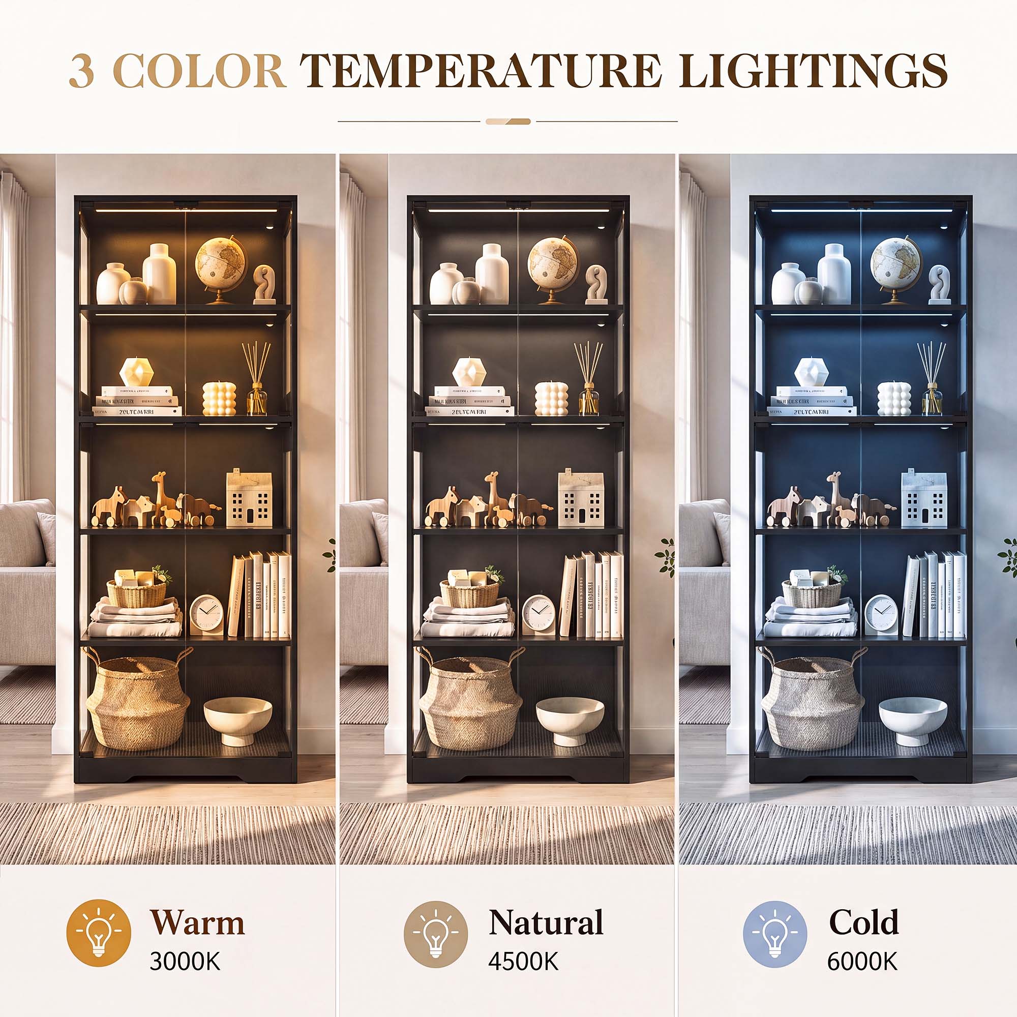 TCGBKAF 5‑Tier Display Cabinet - Home Decor Light 评论和价格