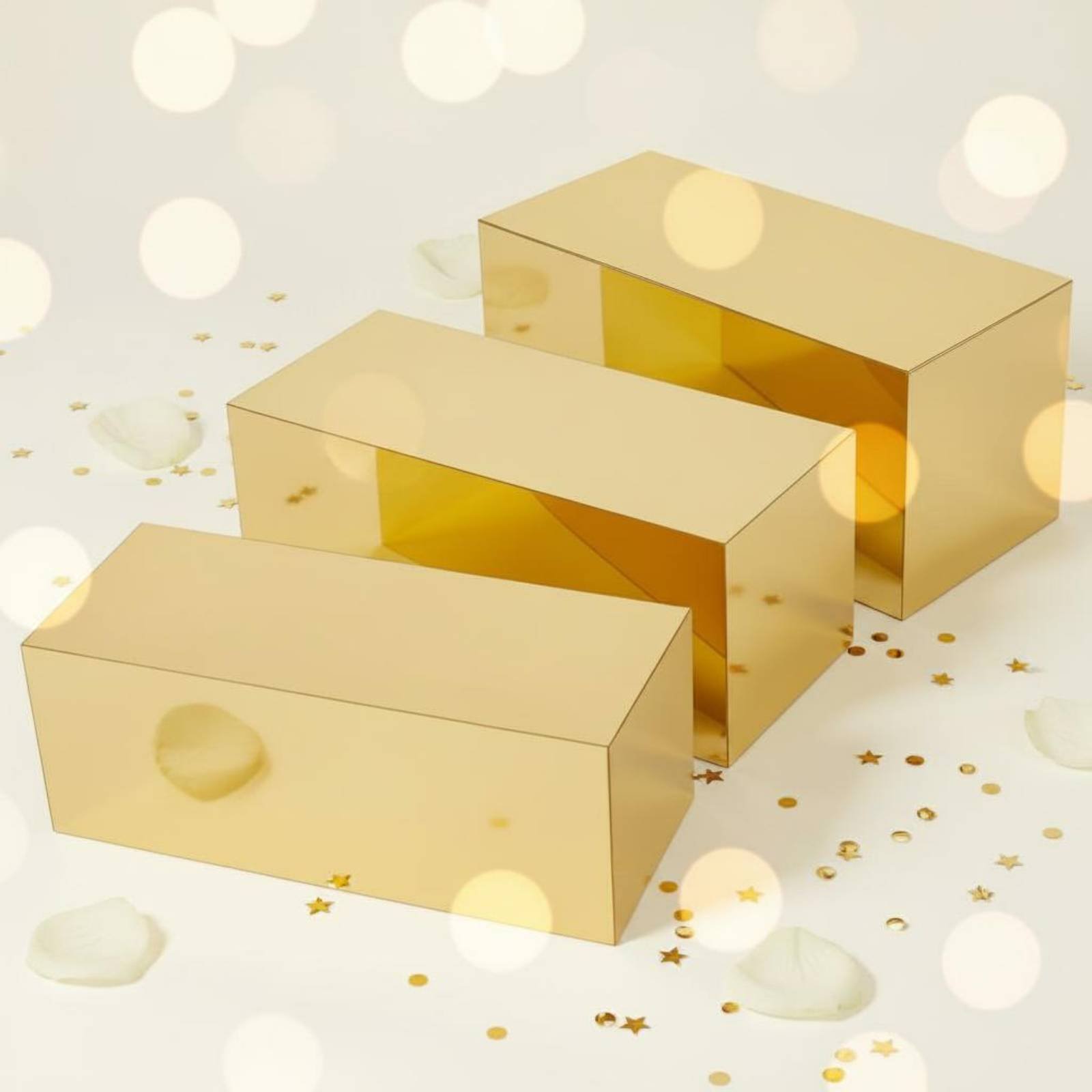 3 Pieces Gold Acrylic Display  - Home Decor Gold 评论和价格