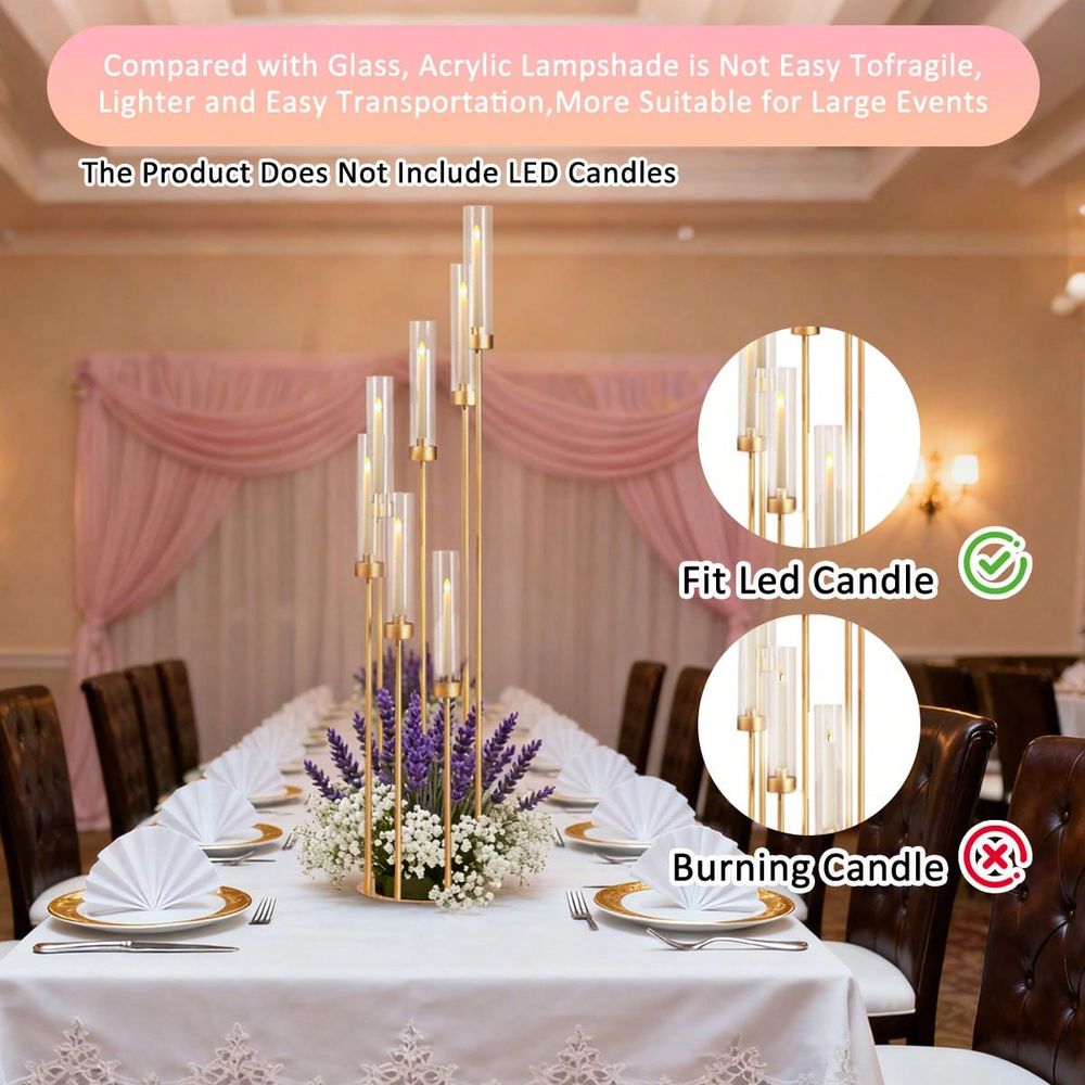 2Pcs 7 Arm Gold Candelabra Can - Home Decor Theme 评论和价格