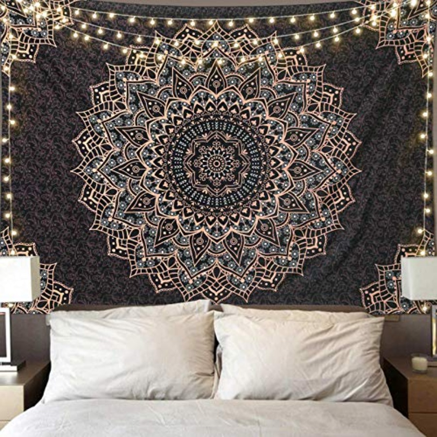 Black Mandala Tapestry Wall Ha - Home Decor Hippie 评论和价格