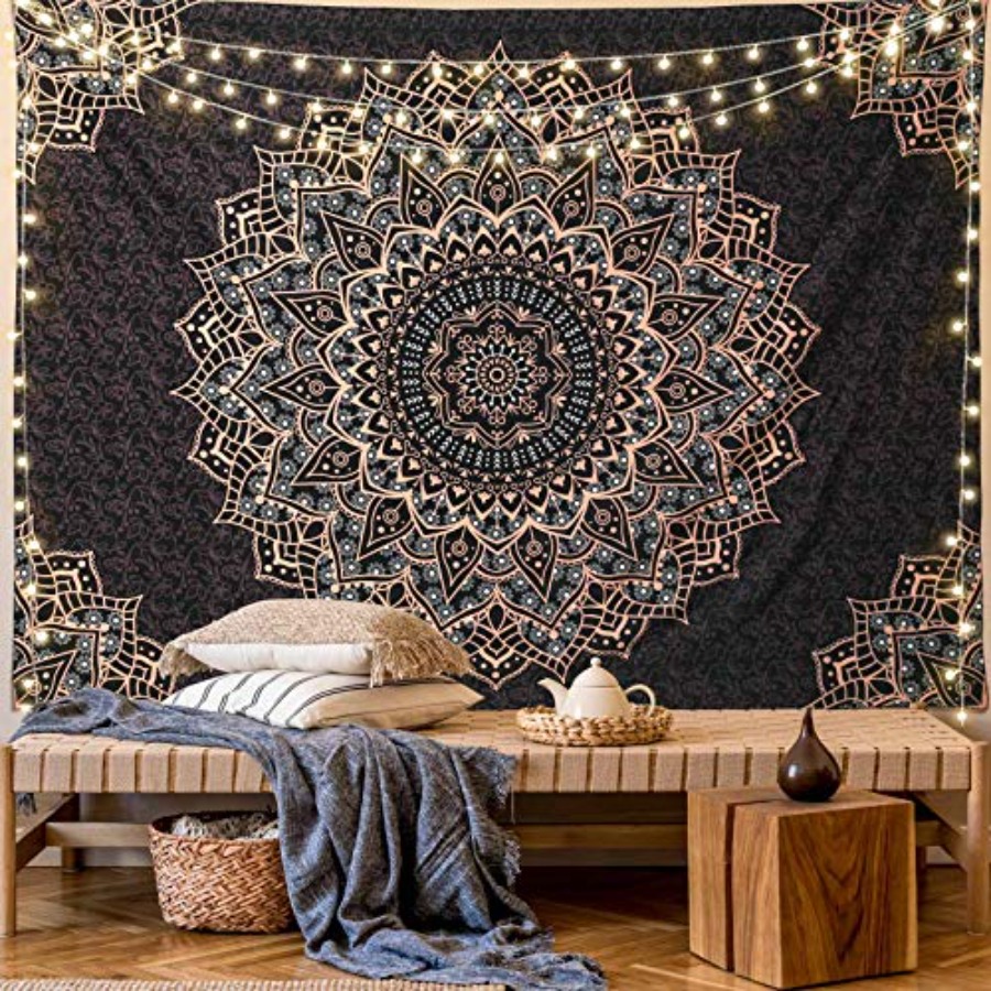Black Mandala Tapestry Wall Ha - Home Decor Hippie 评论和价格