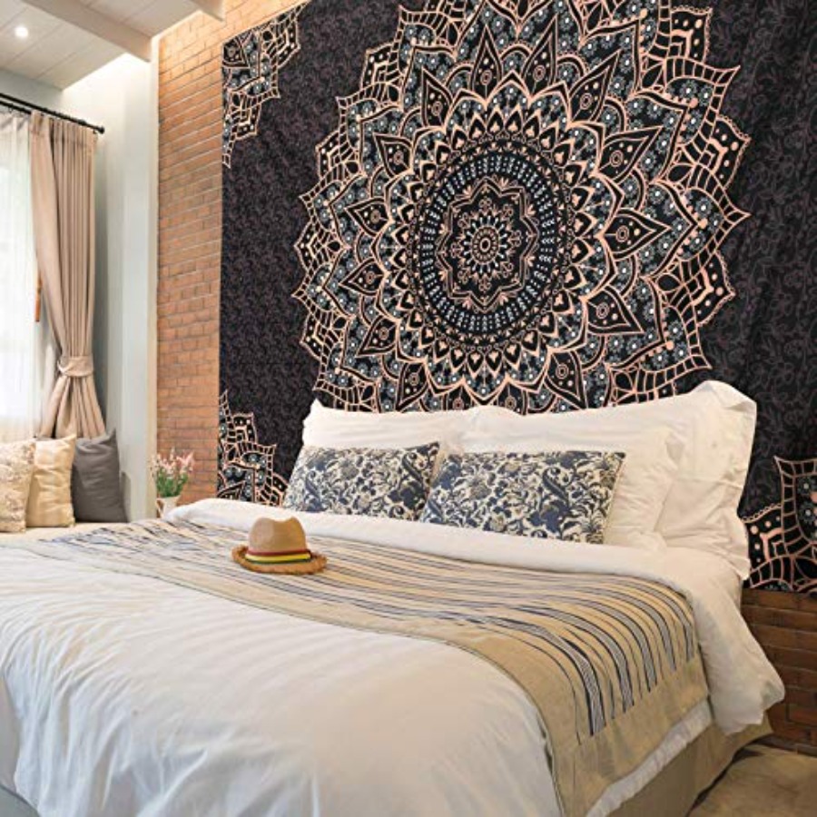 Black Mandala Tapestry Wall Ha - Home Decor Hippie 评论和价格