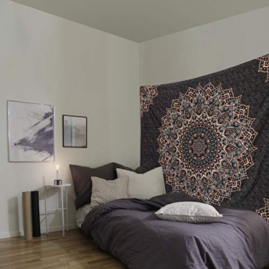 Black Mandala Tapestry Wall Ha - Home Decor Hippie 评论和价格