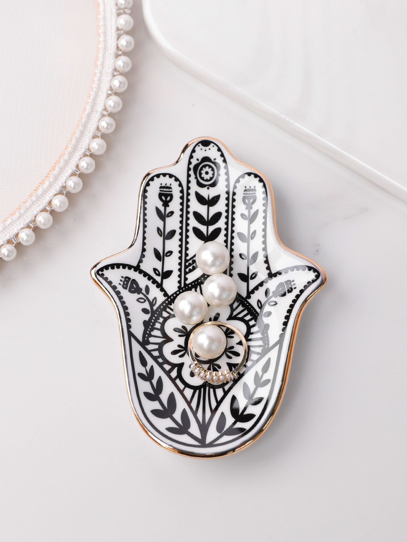 Ceramic Hand Trinket Dish, Sma - Ceramic Trinket Dish 评论和价格