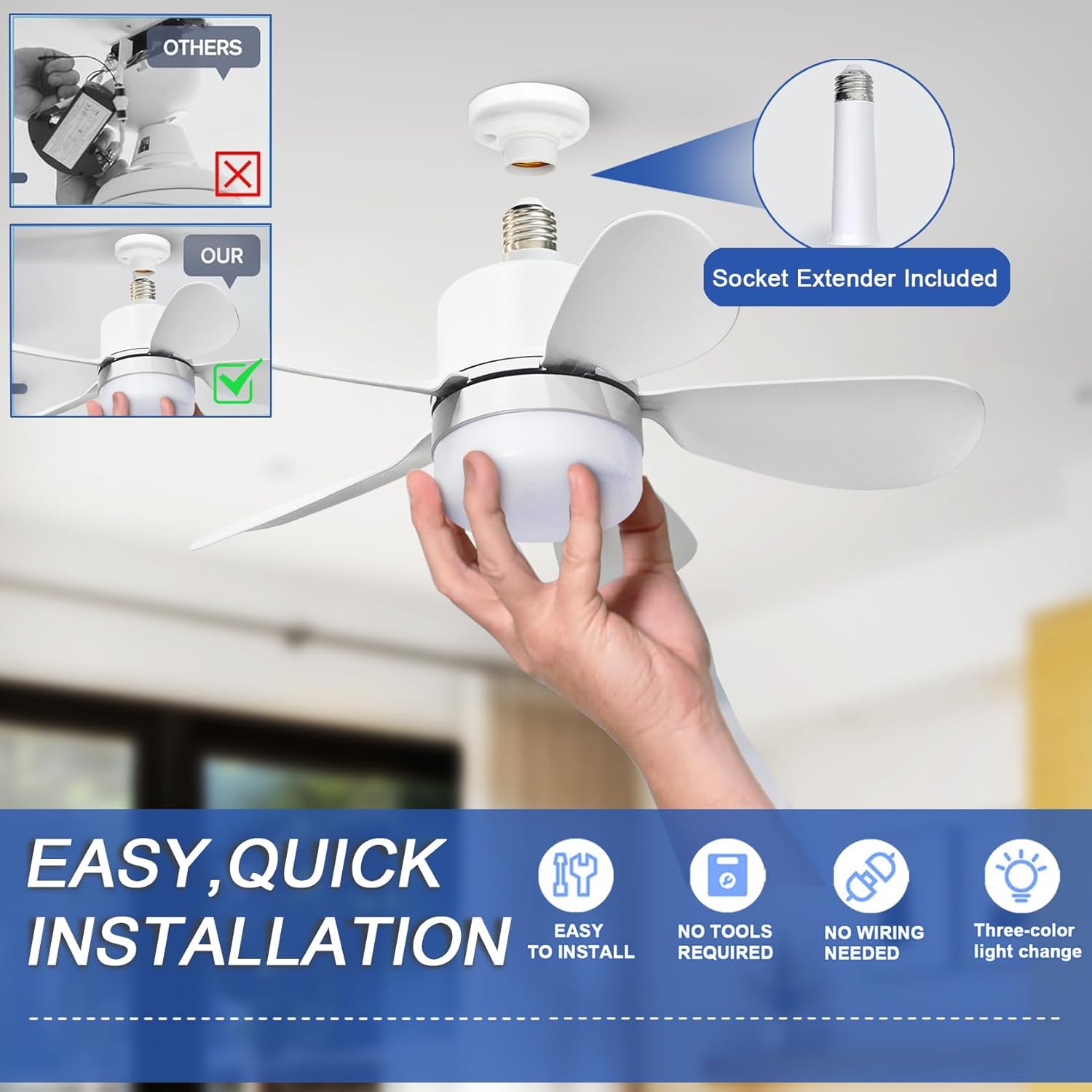 Socket Fan Light with Remote,  - Home Decor Light 评论和价格