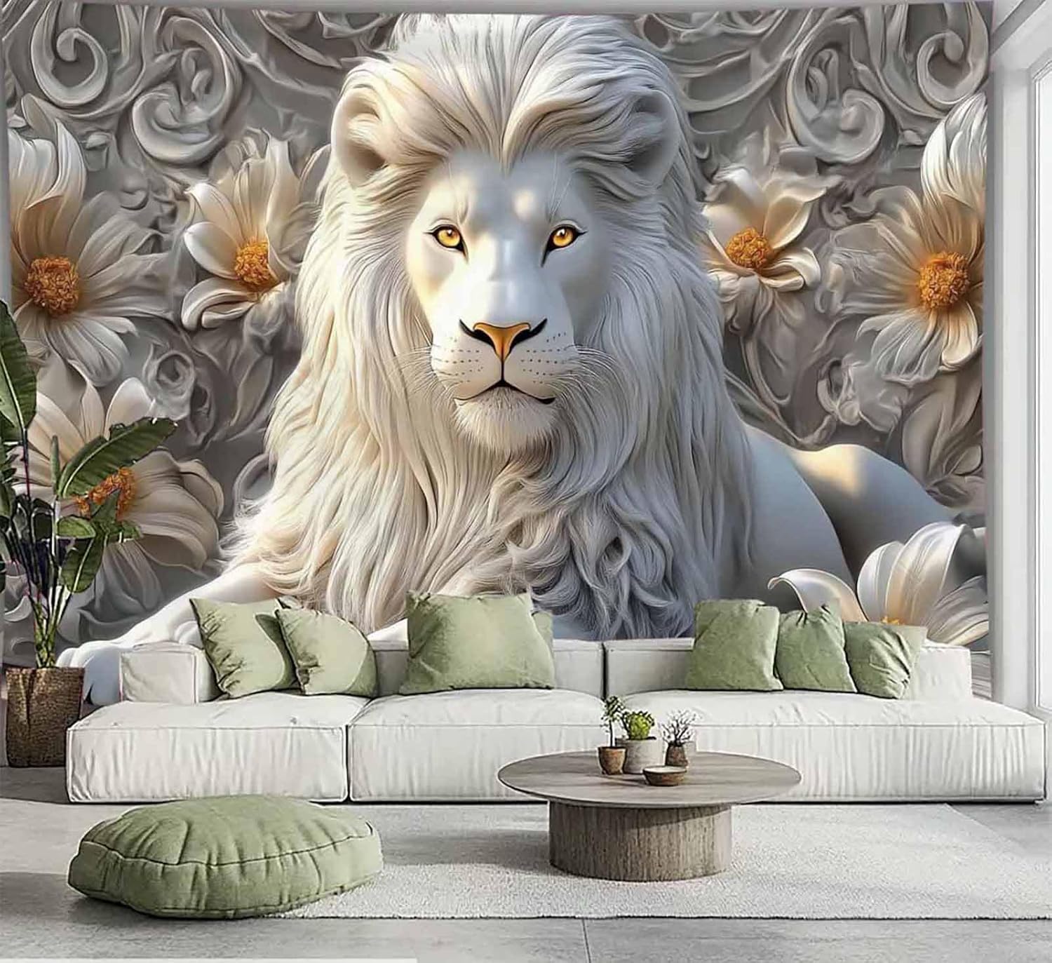 Cool White Lion Tapestry Aesth - Home Decor Hippie 评论和价格