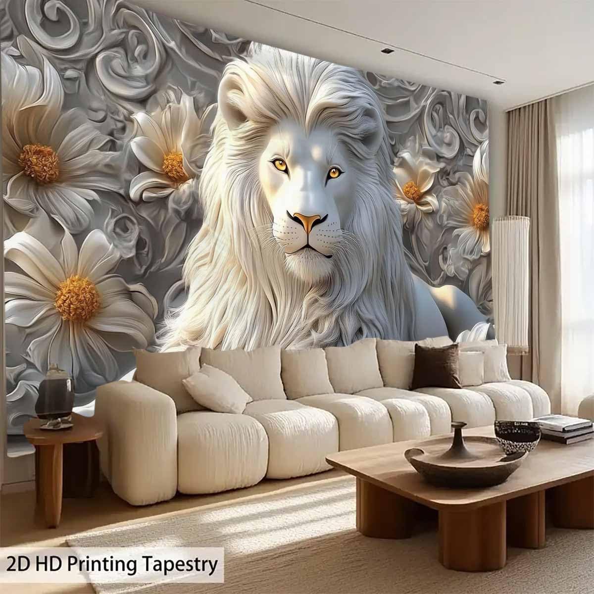 Cool White Lion Tapestry Aesth - Home Decor Hippie 评论和价格