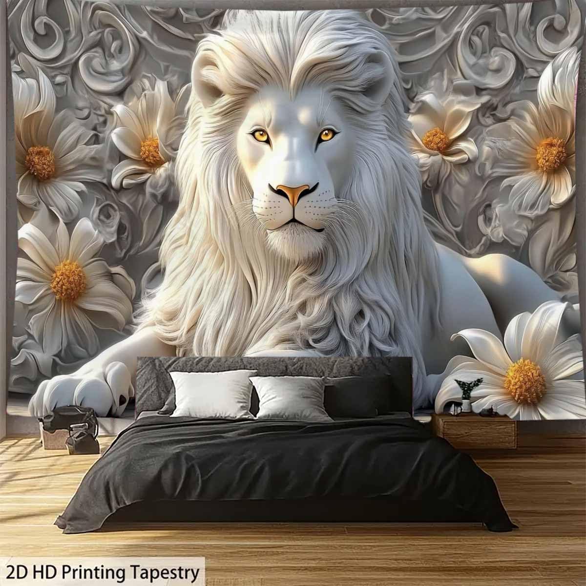Cool White Lion Tapestry Aesth - Home Decor Hippie 评论和价格