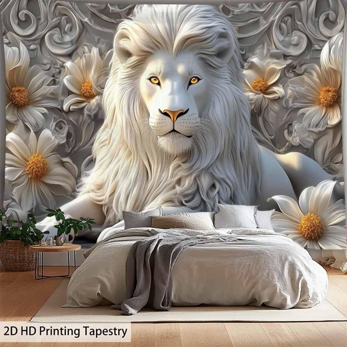 Cool White Lion Tapestry Aesth - Home Decor Hippie 评论和价格