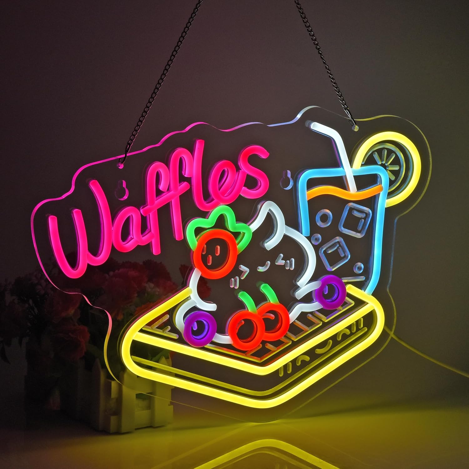 Waffles Neon Sign USB LED Neon - Home Decor Retail Stores 评论和价格