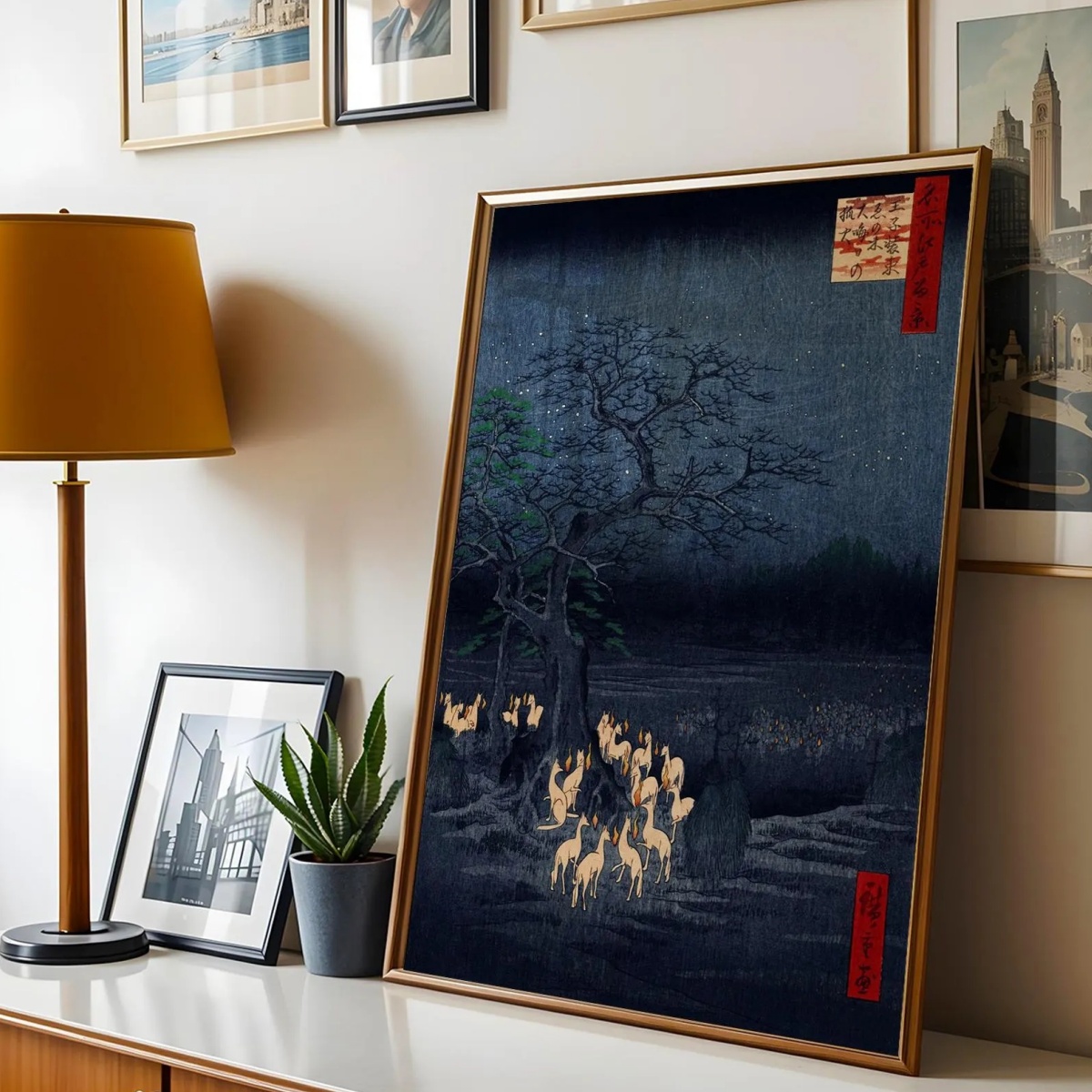 Japanese Retro Fox Canvas Prin - Home Decor Japandi Style 评论和价格
