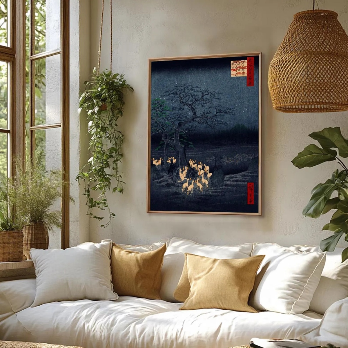 Japanese Retro Fox Canvas Prin - Home Decor Japandi Style 评论和价格