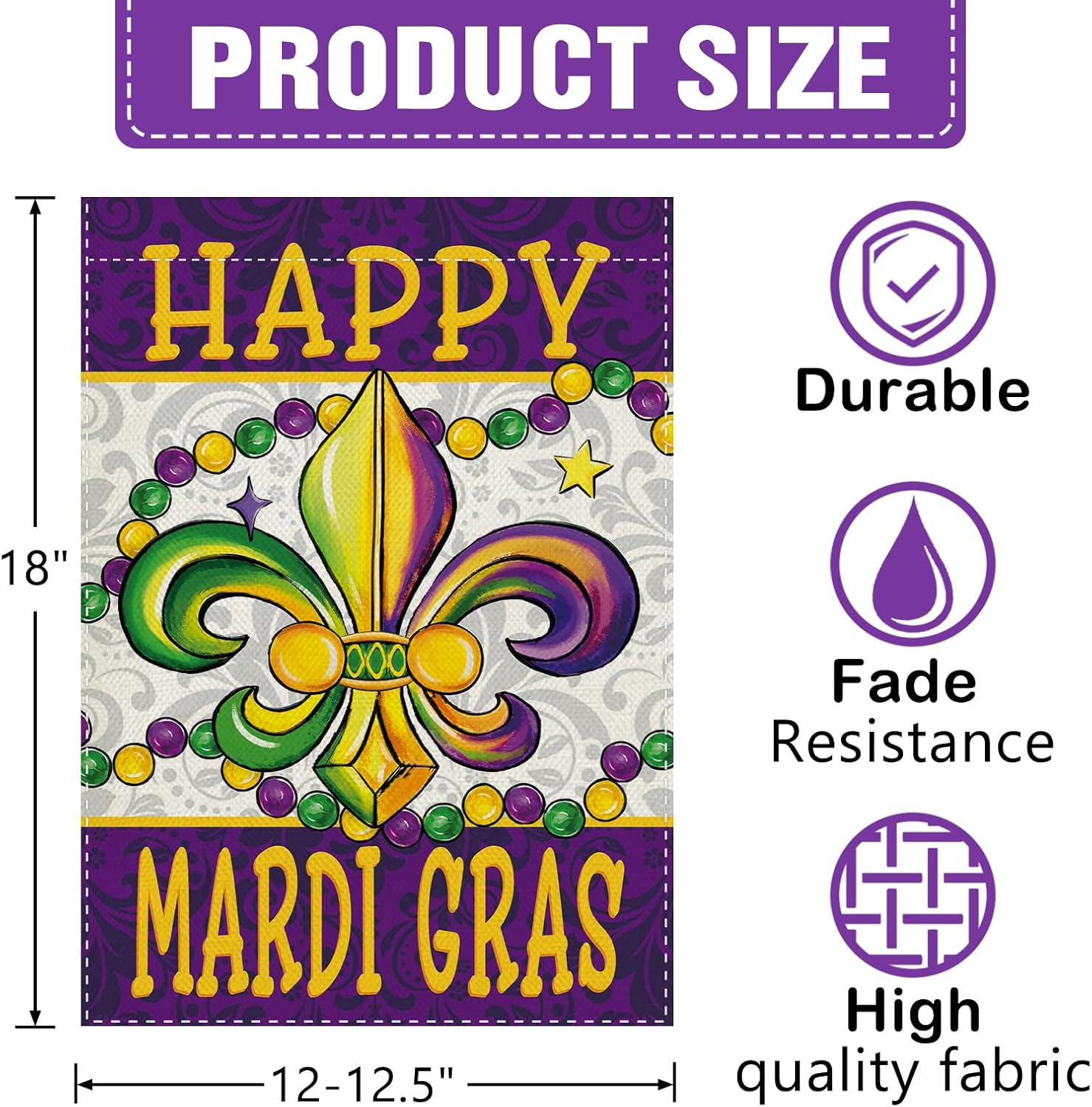 Dyrenson Happy Mardi Gras Fleu - Home Decor New Orleans 评论和价格