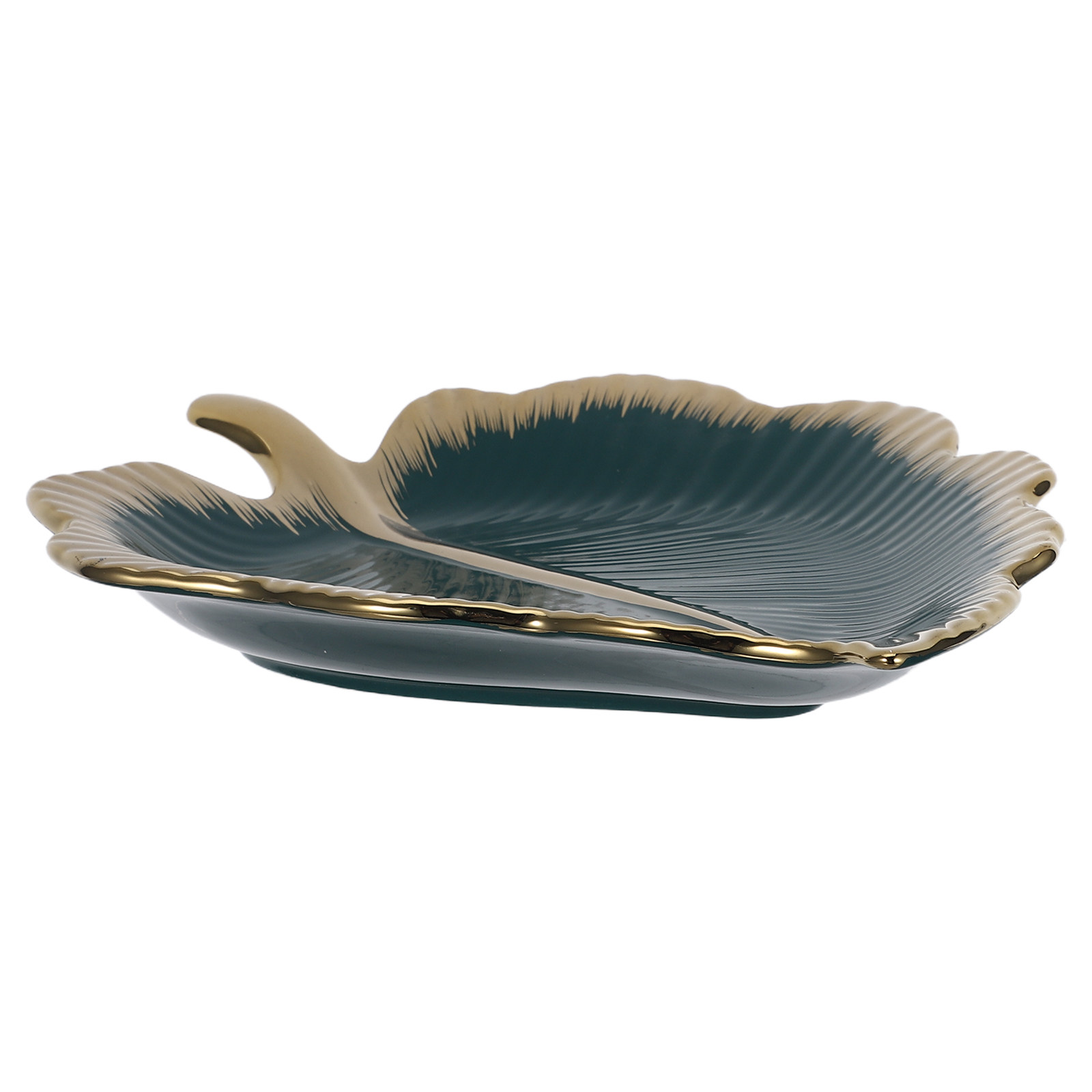 Green Ceramic Leaf Jewelry Tra - Ceramic Trinket Dish 评论和价格