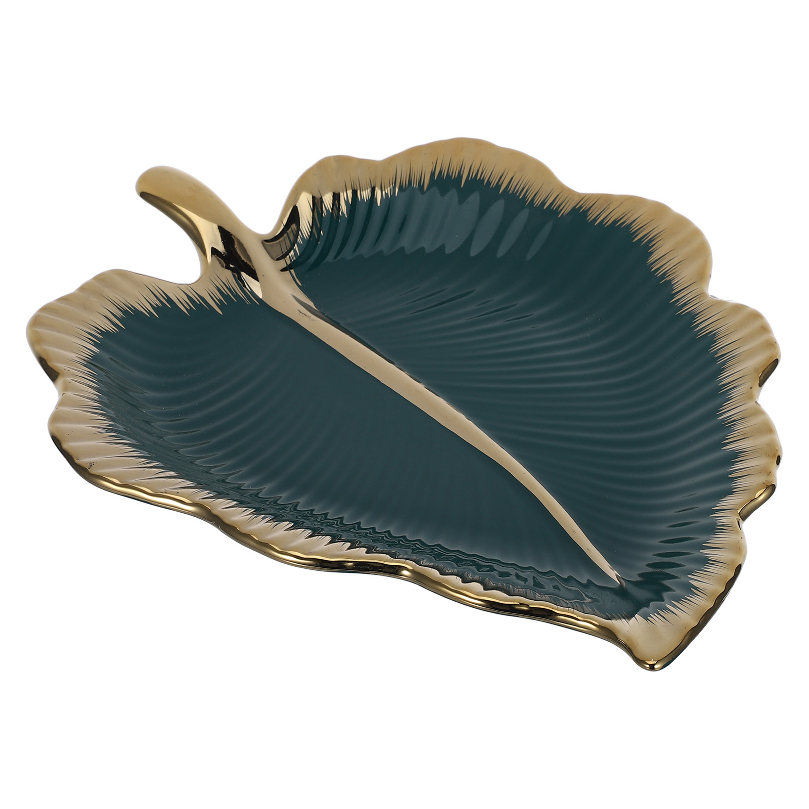 Green Ceramic Leaf Jewelry Tra - Ceramic Trinket Dish 评论和价格