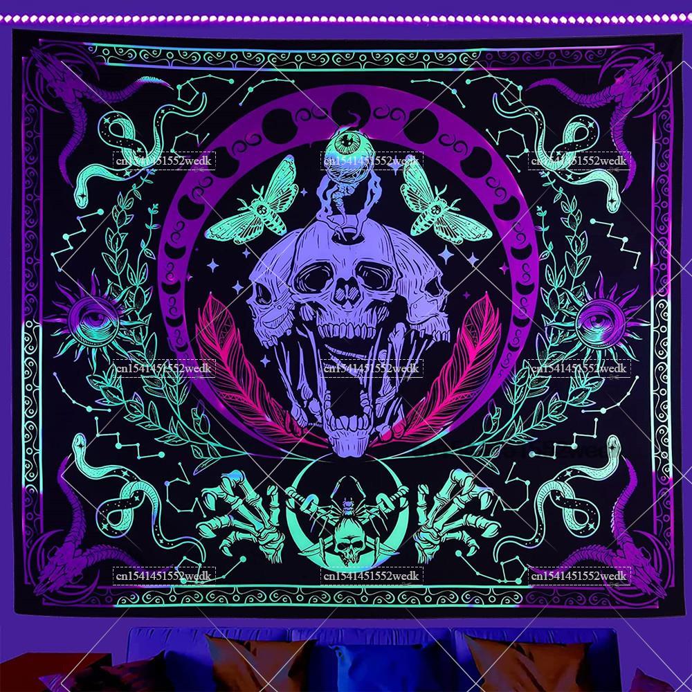 Hippie Skull Blacklight Tapest - Home Decor Hippie 评论和价格