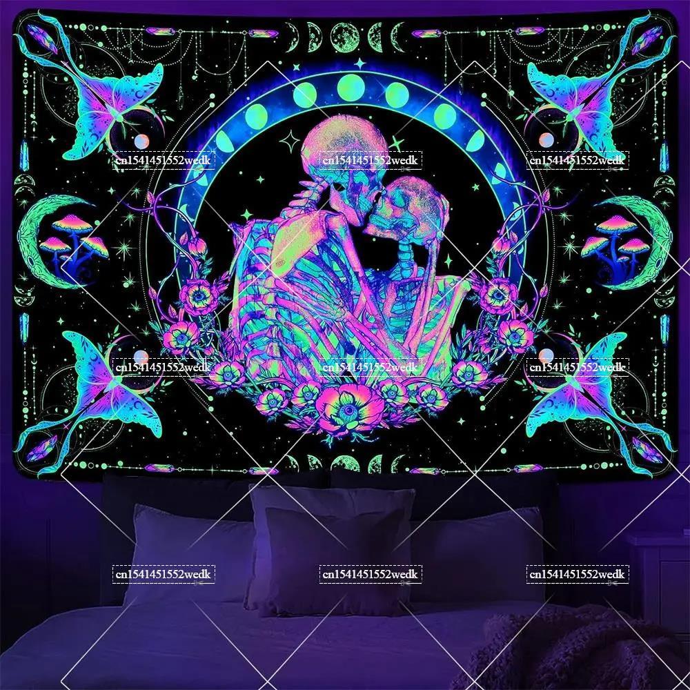 Hippie Skull Blacklight Tapest - Home Decor Hippie 评论和价格