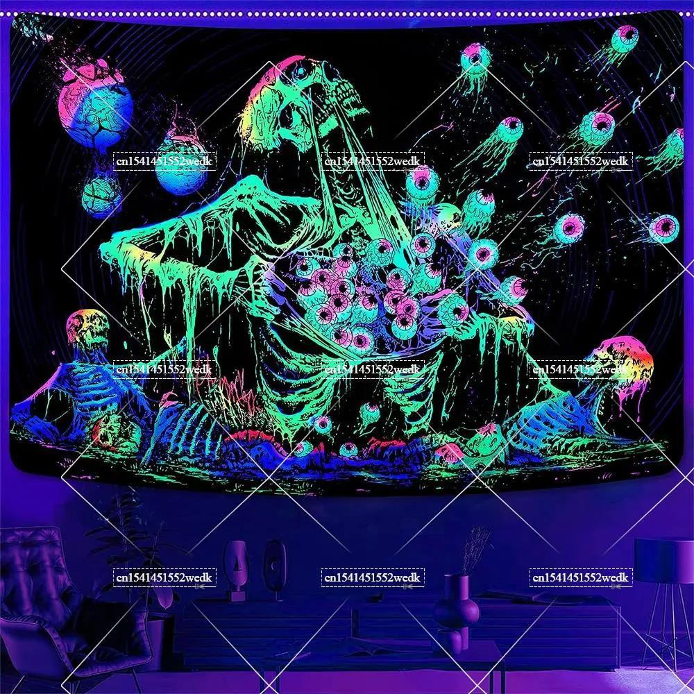 Hippie Skull Blacklight Tapest - Home Decor Hippie 评论和价格