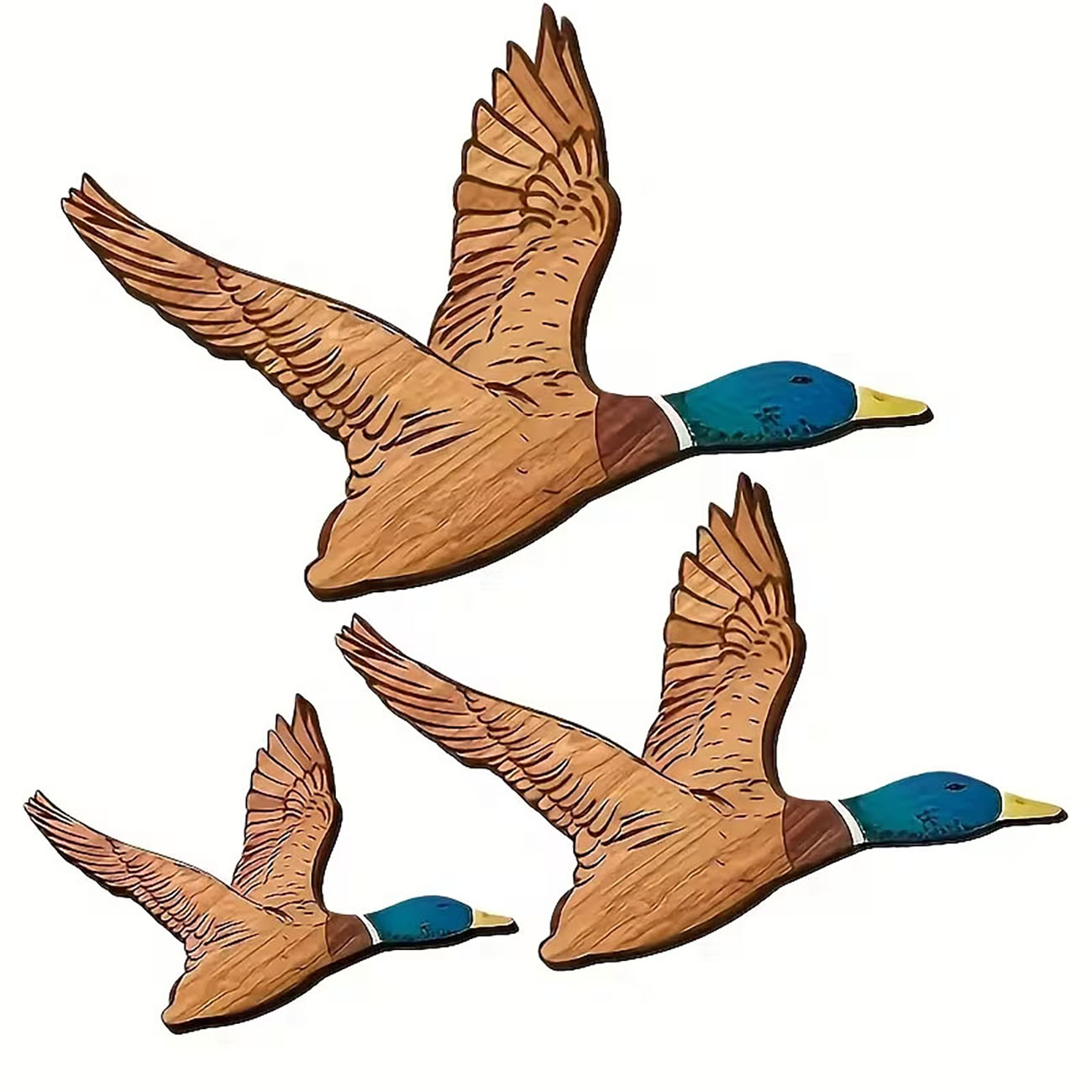 3Pcs Flying Mallard Duck Woode - Home Decor Duck 评论和价格