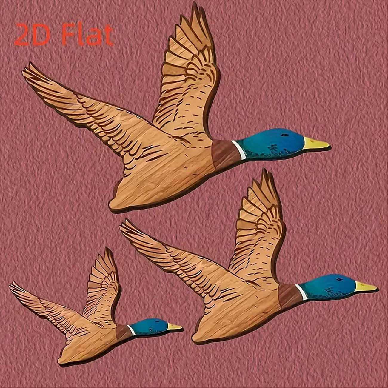 3Pcs Flying Mallard Duck Woode - Home Decor Duck 评论和价格