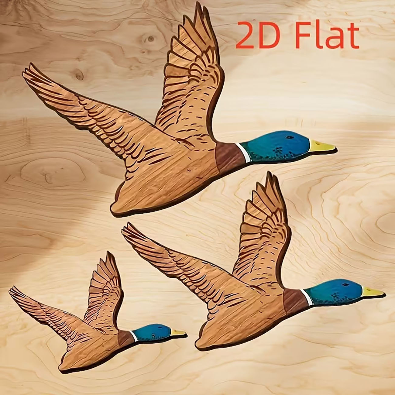 3Pcs Flying Mallard Duck Woode - Home Decor Duck 评论和价格