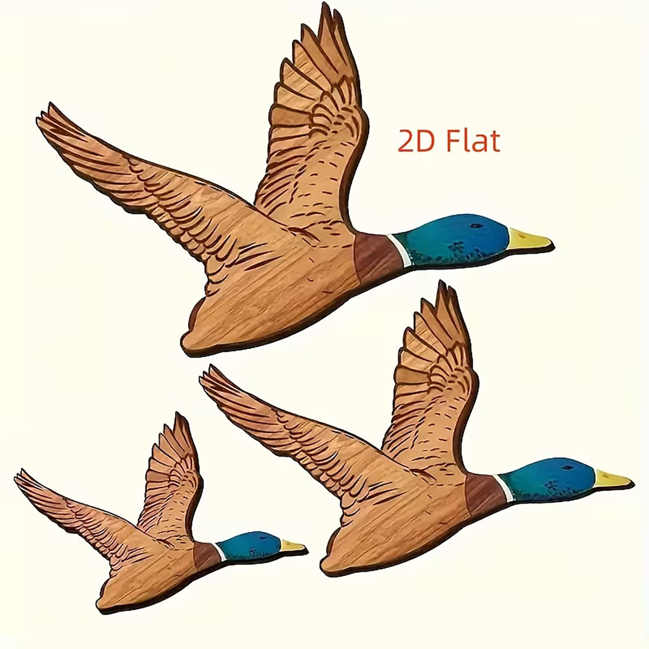 3Pcs Flying Mallard Duck Woode - Home Decor Duck 评论和价格