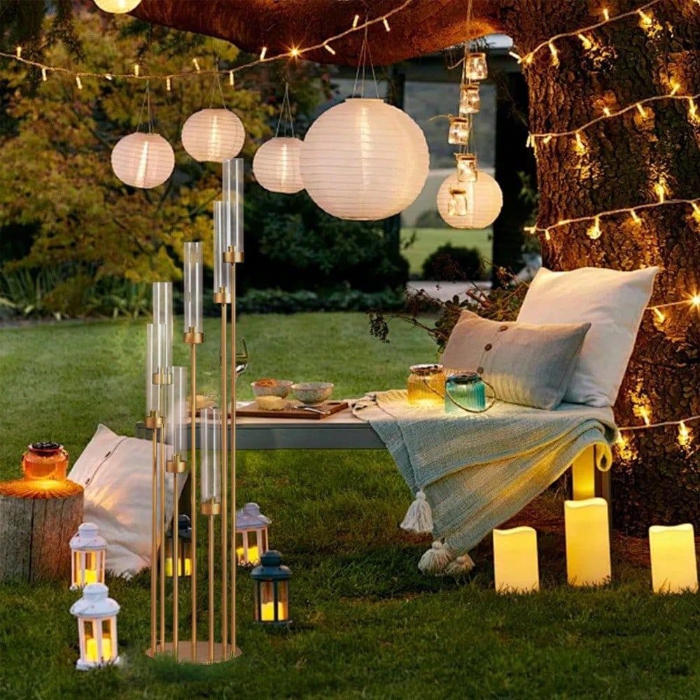 48inch Gold Floor Candle Holde - Home Decor Gold 评论和价格