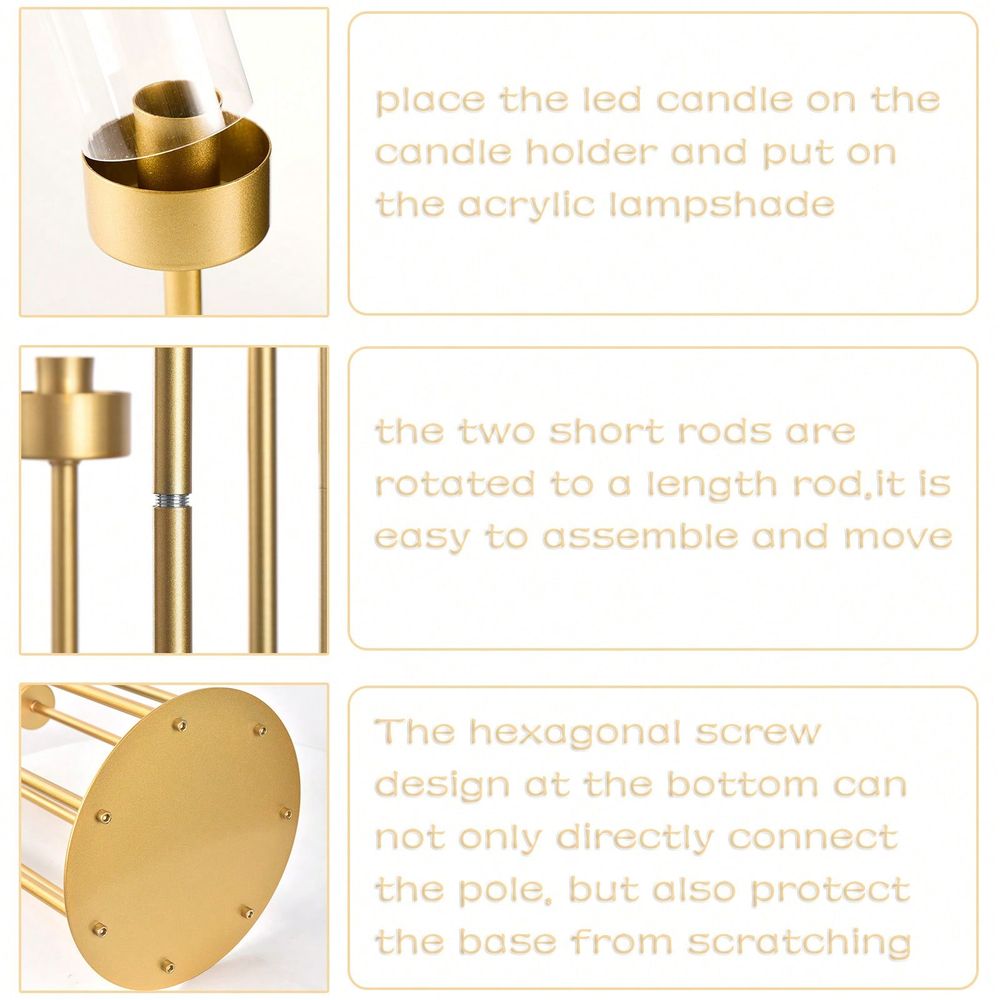 48inch Gold Floor Candle Holde - Home Decor Gold 评论和价格