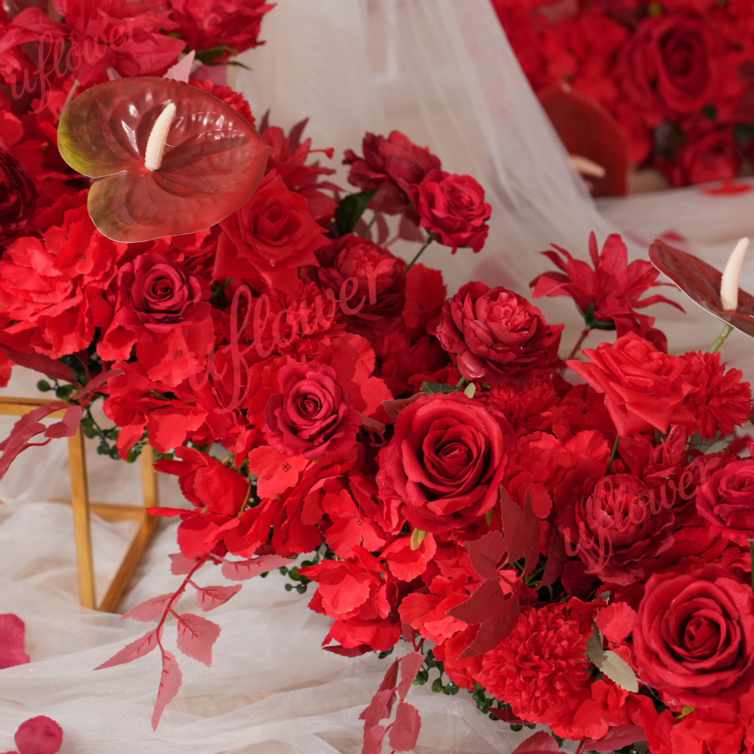 Uflower Red Flower Row Wedding - Home Decor Event 评论和价格