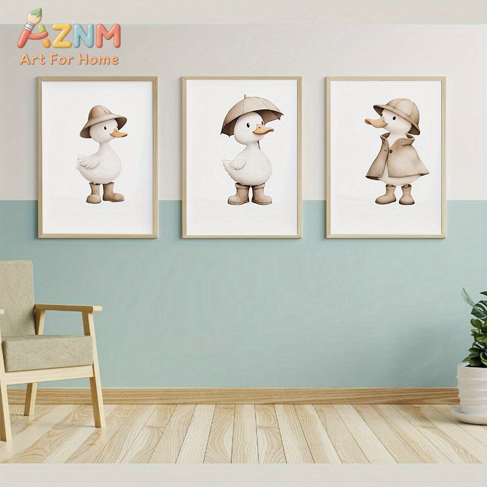 AZNM Cute Duck Canvas Wall Art - Home Decor Duck 评论和价格