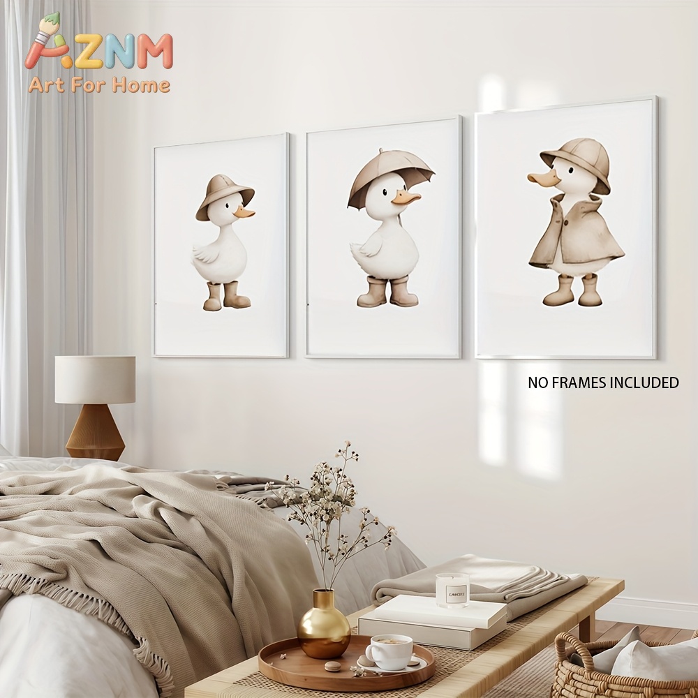 AZNM Cute Duck Canvas Wall Art - Home Decor Duck 评论和价格
