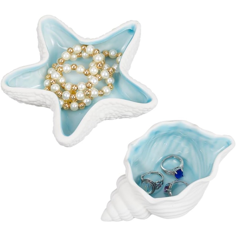 2 Pcs Ceramic Jewelry Tray Con - Ceramic Trinket Dish 评论和价格