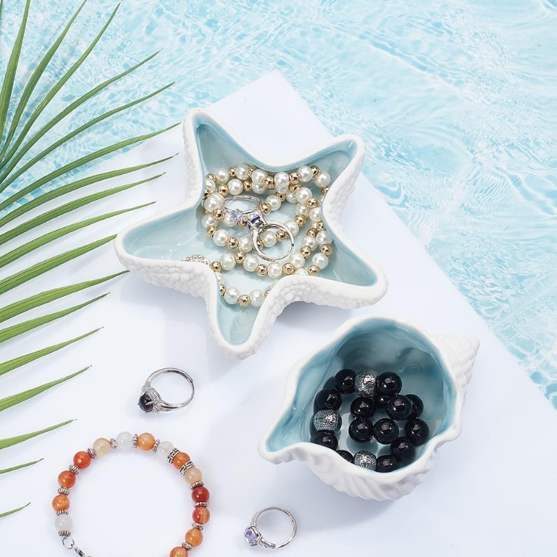 2 Pcs Ceramic Jewelry Tray Con - Ceramic Trinket Dish 评论和价格