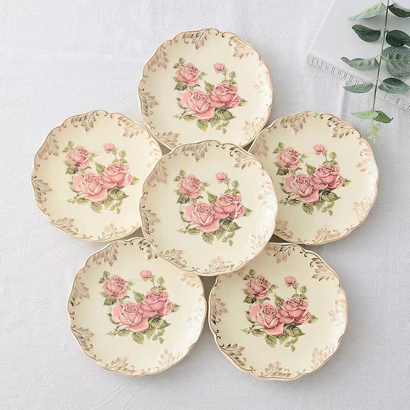Rose Flower Hand Painted Coffe - Ceramic Trinket Dish 评论和价格