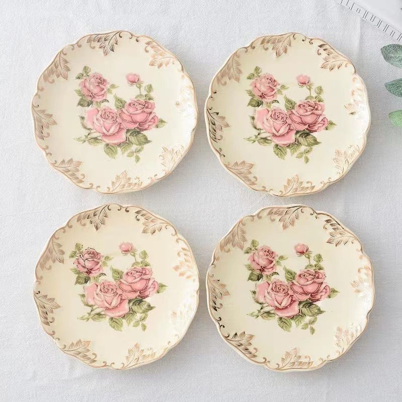 Rose Flower Hand Painted Coffe - Ceramic Trinket Dish 评论和价格