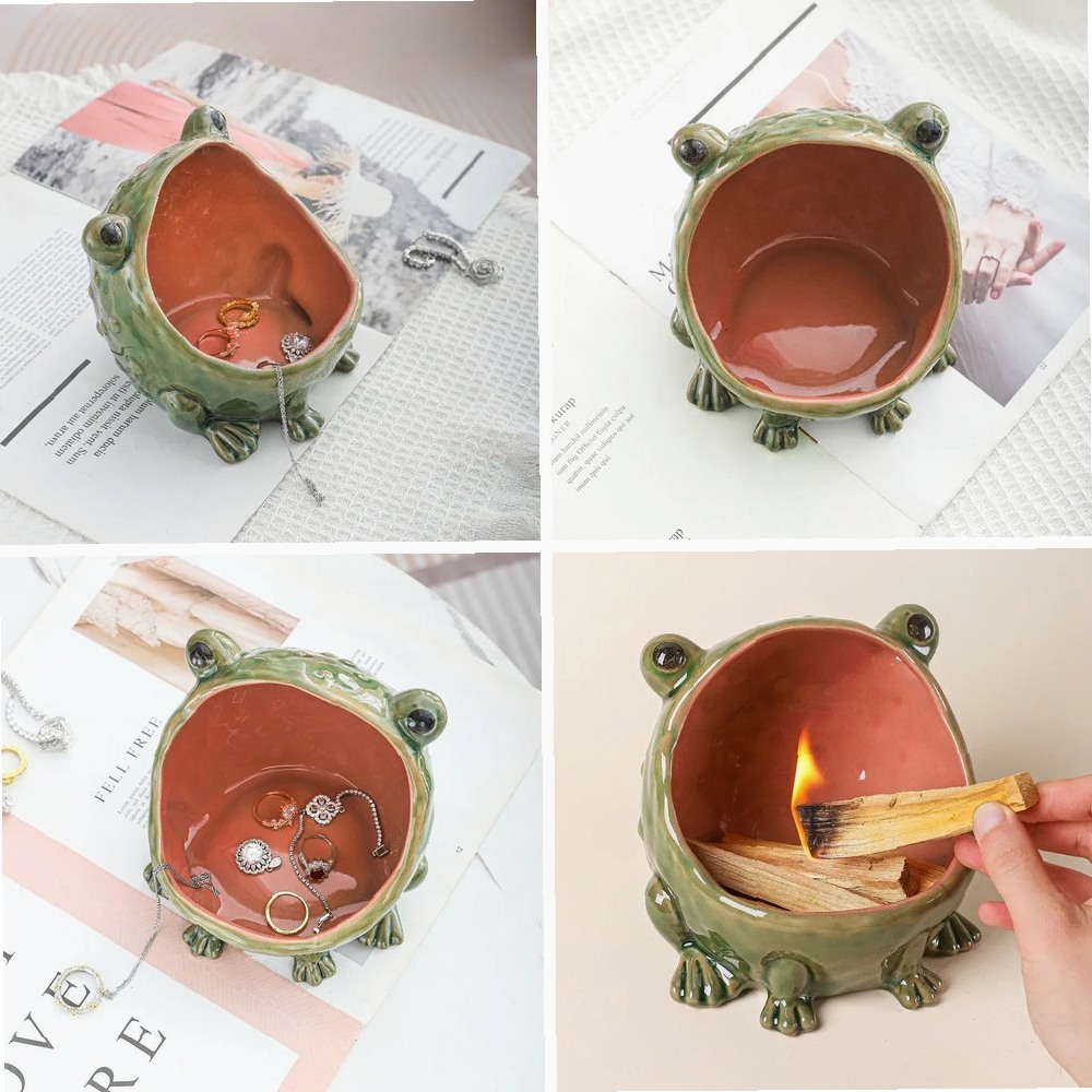 Ceramic Frog Jewelry Dish Big  - Ceramic Trinket Dish 评论和价格