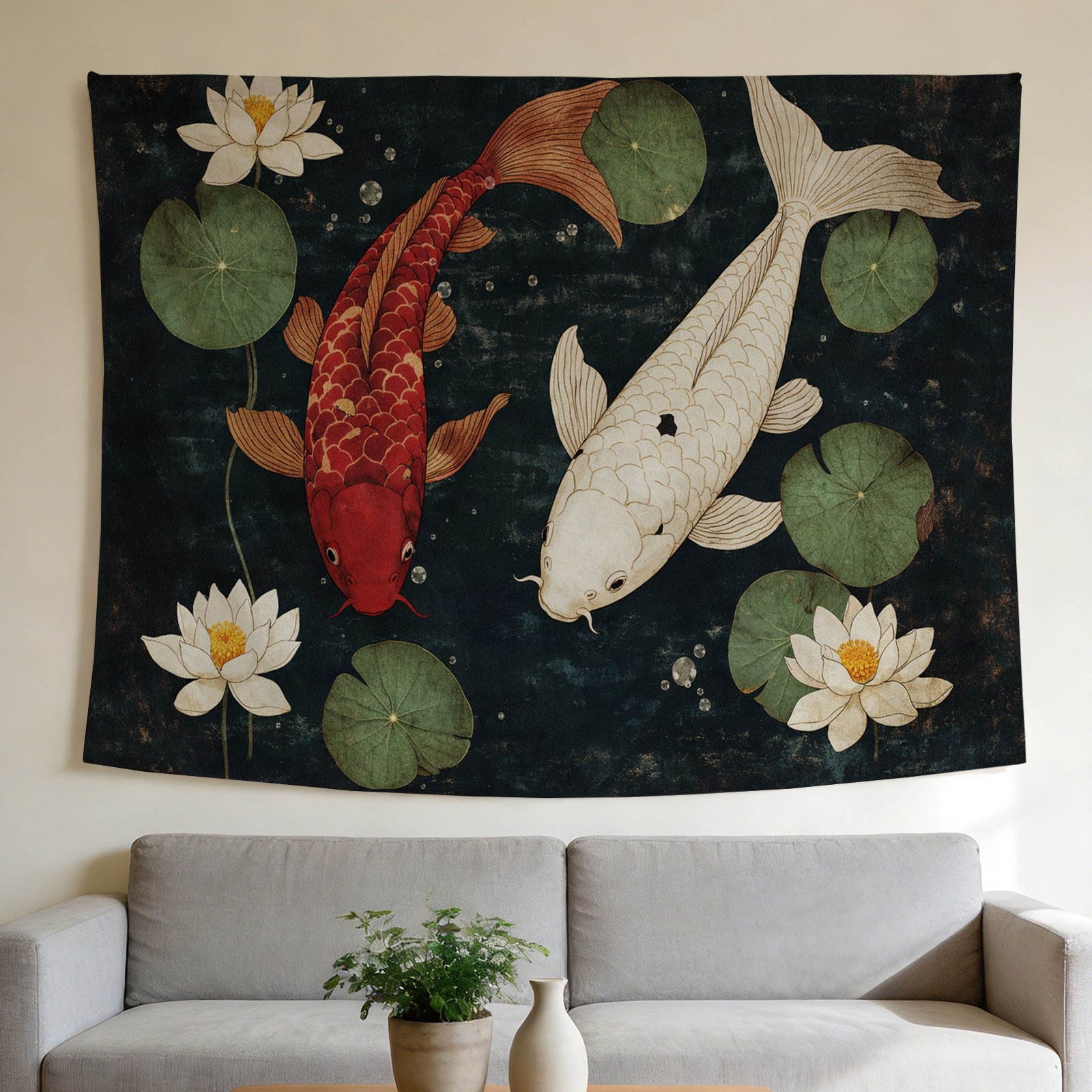 Luxury Koi Fish and Lotus Flow - Home Decor Japandi Style 评论和价格
