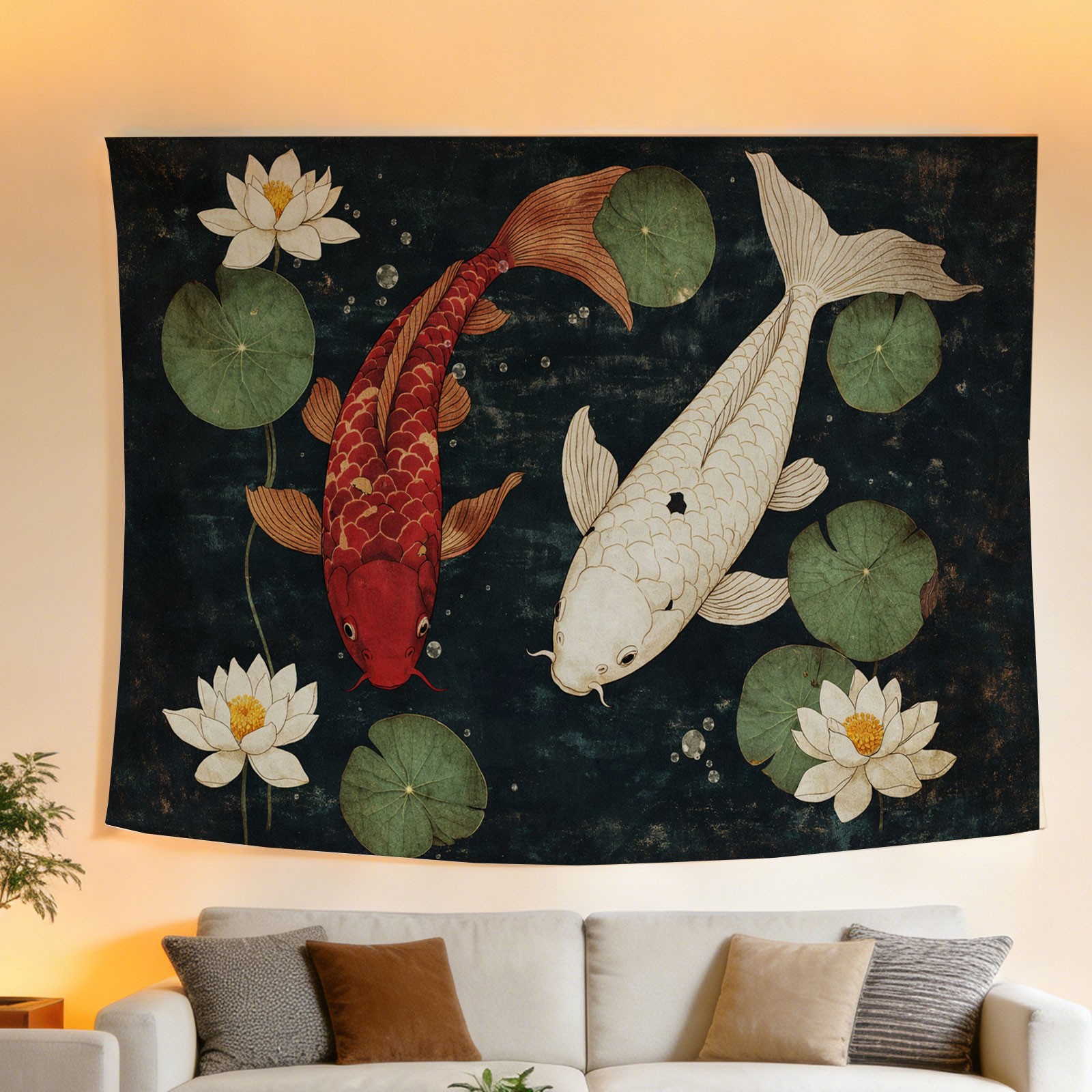 Luxury Koi Fish and Lotus Flow - Home Decor Japandi Style 评论和价格