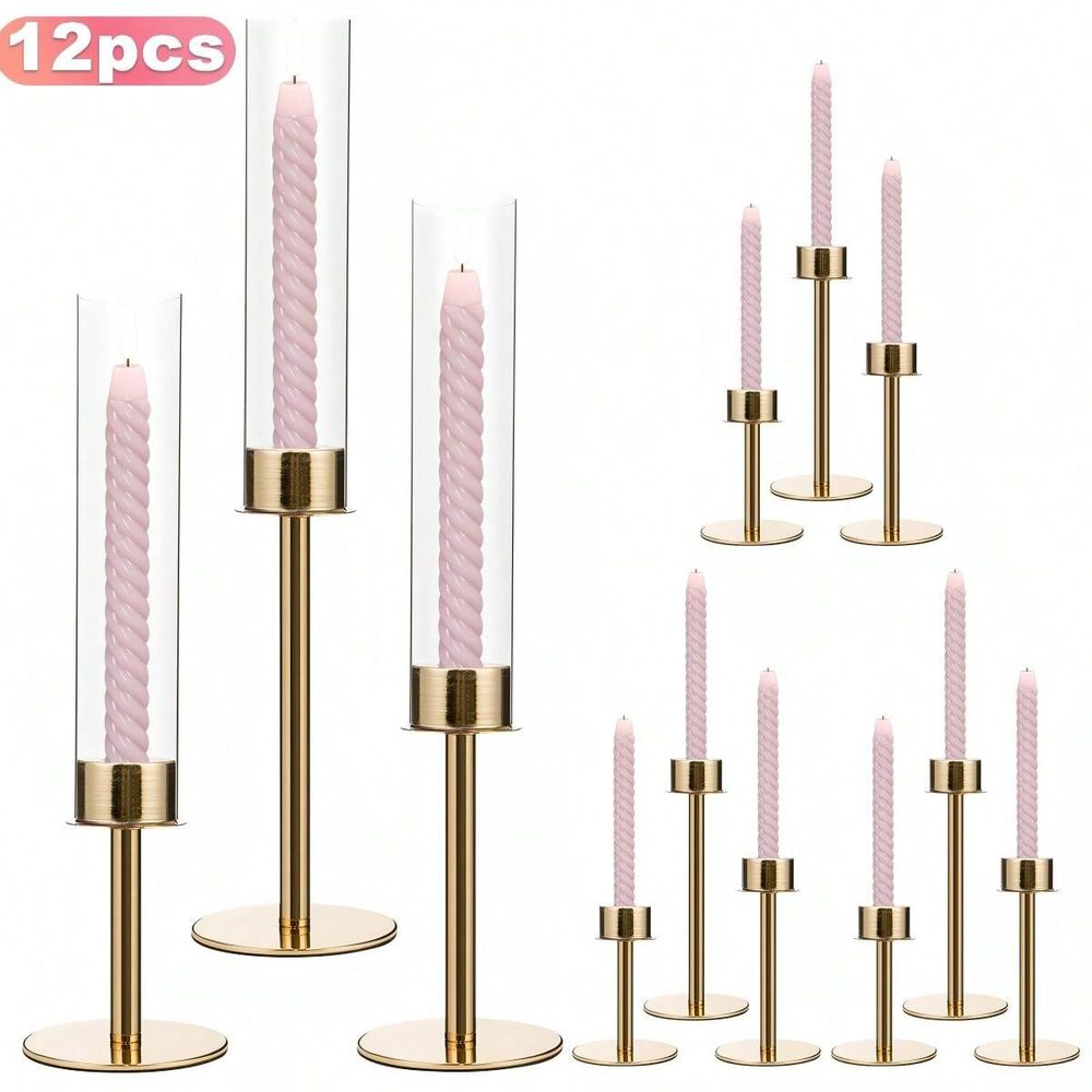 12Pcs Gold Taper Candle Holder - Home Decor Gold 评论和价格