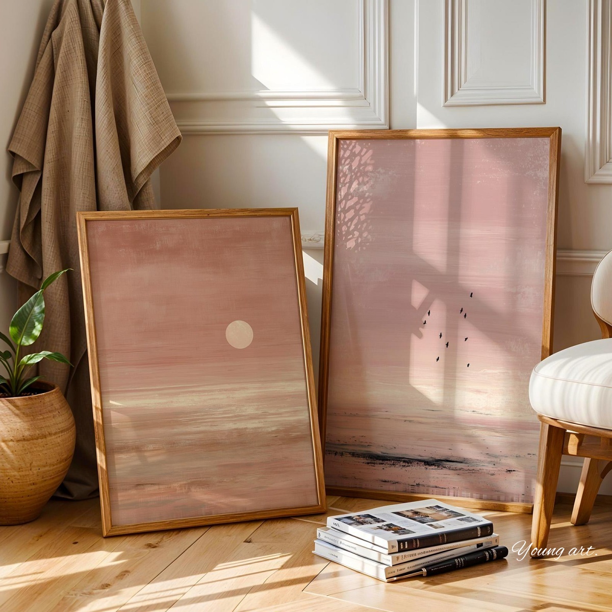 2pcs/set Japanese Pink Sunset  - Home Decor Japandi Style 评论和价格