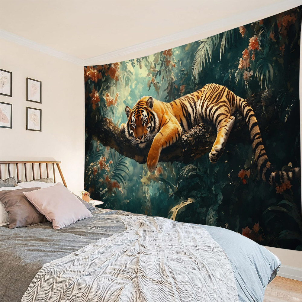 Forest tiger tapestry, animal  - Home Decor Hippie 评论和价格