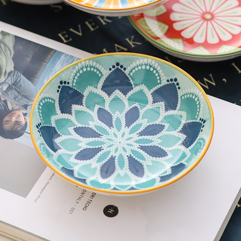 4pc Bohemian Ceramic Plate - S - Ceramic Trinket Dish 评论和价格