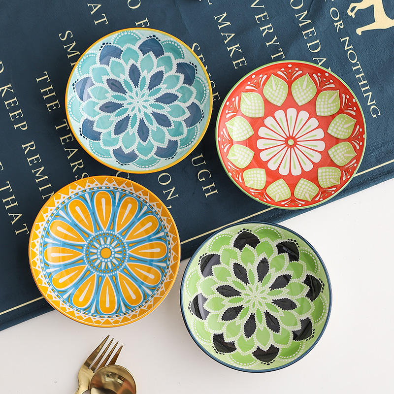 4pc Bohemian Ceramic Plate - S - Ceramic Trinket Dish 评论和价格