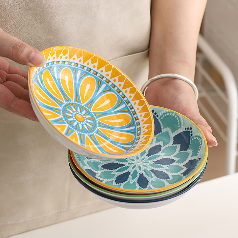 4pc Bohemian Ceramic Plate - S - Ceramic Trinket Dish 评论和价格