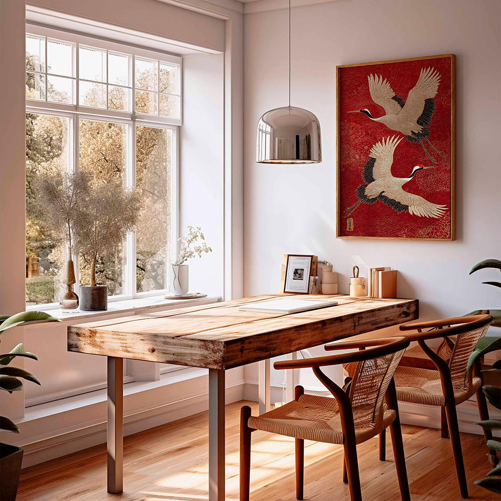 Japanese Flying Cranes Canvas  - Home Decor Japandi Style 评论和价格